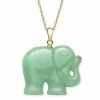 Mia's Pet Supply 14K Yellow Gold Genuine Green Jade Elephant Necklace