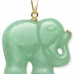 Mia's Pet Supply 14K Yellow Gold Genuine Green Jade Elephant Necklace