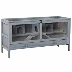 Mia's Pet Supply Rabbit Houses & Accessories PawHut Wooden Hamster Cage Rodent Mouse