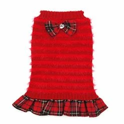 Mia's Pet Supply Apparel Turtleneck Dogs Sweaters Dress With Bowtie Knitwear Pullover