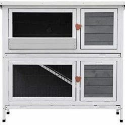 Mia's Pet Supply Lovupet 43inch 2-Story Elevated Stacked Outdoor Wooden Rabbit Hutch