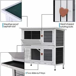 Mia's Pet Supply Lovupet 43inch 2-Story Elevated Stacked Outdoor Wooden Rabbit Hutch