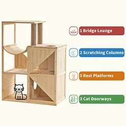 Mia's Pet Supply Mcombo Cat House With Scratcher, Wood Cat Condo Furniture