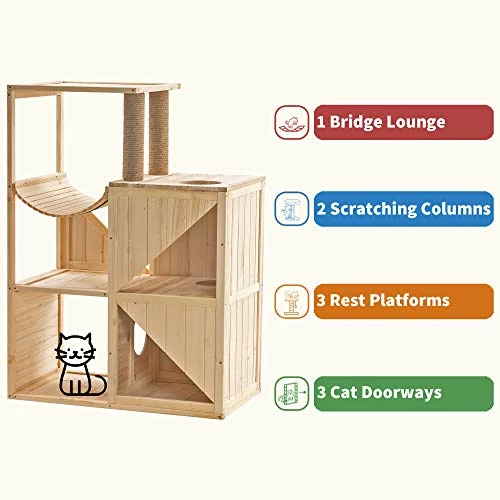 Buy ๐ Mia's Pet Supply Mcombo Cat House With Scratcher, Wood Cat Condo Furniture ๐ 2 Mia's Pet Supply Mcombo Cat House With Scratcher, Wood Cat Condo Furniture