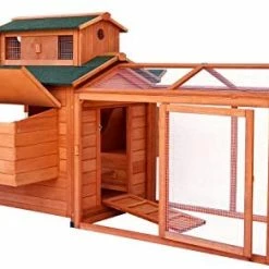 Mia's Pet Supply LAZY BUDDY Chicken Coop, 70 Wooden Chick Cage With 2 Hen Nesting Boxes Chicken Coop Cages
