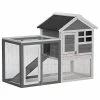 Mia's Pet Supply PawHut 48" Weatherproof Wooden Rabbit Hutch With Asphalt Roof & Outdoor Run, For Ferrets & Other Small Animals, Grey