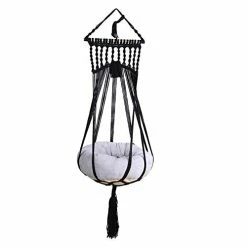 Mia's Pet Supply Doralus Macrame Cat Hammock Boho Interior Cat Bed (Beige)