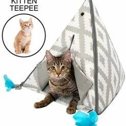 Mia's Pet Supply Kitty City Small Teepee And Feather Toy, Cat Toys