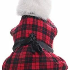 Mia's Pet Supply Apparel Plaid Fleece Dress Dog Jacket For Large Dogs