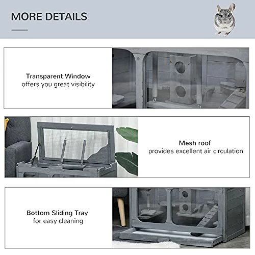 Promo ✨ Mia's Pet Supply PawHut Wooden Hamster Cage Rodent Small Animal Hutch With Seesaw, L 🌟 6 Mia's Pet Supply PawHut Wooden Hamster Cage Rodent Small Animal Hutch With Seesaw, L