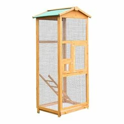 Mia's Pet Supply Aviary & Perches PawHut 65" Large Wooden Vertical Outdoor Aviary Flight House Bird Cage With 2 Doors
