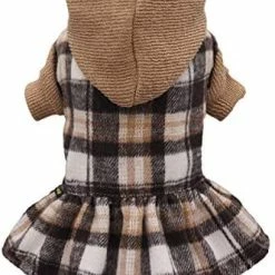 Mia's Pet Supply Apparel Fit Warm Knitted Plaid Dog Dress Hoodie Sweatshirts Pet Clothes