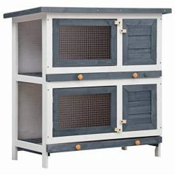 Mia's Pet Supply VidaXL Outdoor Rabbit Hutch 4 Doors Weather Resistant Rabbit Houses & Accessories