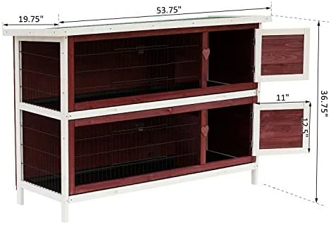 Buy 👏 Mia's Pet Supply PawHut 54" 2-Story Weatherproof Stackable Elevated Wooden Rabbit Hutch Rabbit Houses & Accessories 🎁 6 Mia's Pet Supply PawHut 54" 2-Story Weatherproof Stackable Elevated Wooden Rabbit Hutch Rabbit Houses & Accessories