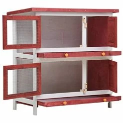 Mia's Pet Supply VidaXL Outdoor Rabbit Hutch 4 Doors Weather Resistant Rabbit Houses & Accessories