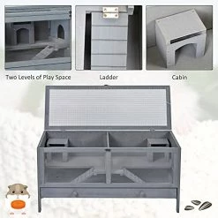 Best Pirce ⭐ Mia's Pet Supply Rabbit Houses & Accessories PawHut Wooden Hamster Cage Rodent Mouse ❤️ 13 Mia's Pet Supply Rabbit Houses & Accessories PawHut Wooden Hamster Cage Rodent Mouse