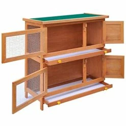 Mia's Pet Supply VidaXL Outdoor Rabbit Hutch 4 Doors Weather Resistant Rabbit Houses & Accessories