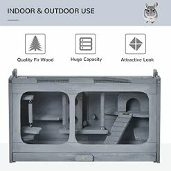 Promo ✨ Mia's Pet Supply PawHut Wooden Hamster Cage Rodent Small Animal Hutch With Seesaw, L 🌟 11 Mia's Pet Supply PawHut Wooden Hamster Cage Rodent Small Animal Hutch With Seesaw, L