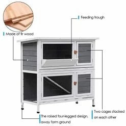 Mia's Pet Supply Lovupet 43inch 2-Story Elevated Stacked Outdoor Wooden Rabbit Hutch