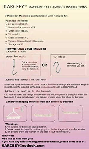 Buy ๐ Mia's Pet Supply Macrame Cat Hammock With Catnip Cushion And Hanging Kit Cat Toys ๐ 5 Mia's Pet Supply Macrame Cat Hammock With Catnip Cushion And Hanging Kit Cat Toys