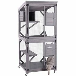 Mia's Pet Supply Aivituvin Cat Cage Wooden Indoor Outdoor Cat House Large Enclosure