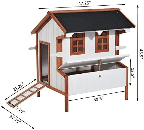 Budget 👍 Mia's Pet Supply Chicken Coop Cages PawHut 43" Raised Portable Backyard Wooden Cottage Chicken Coop 🎁 6 Mia's Pet Supply Chicken Coop Cages PawHut 43" Raised Portable Backyard Wooden Cottage Chicken Coop