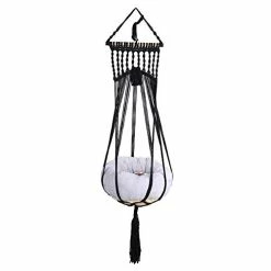 Mia's Pet Supply Doralus Macrame Cat Hammock Boho Interior Cat Bed (Beige)