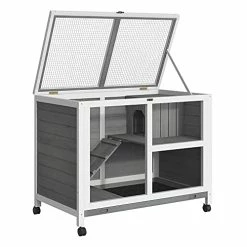 Mia's Pet Supply PawHut 2-Story Large Wooden Rabbit Hutch Pet House Bunny Cage Small Animal Habitat