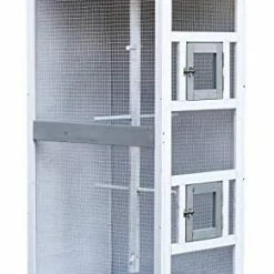 Mia's Pet Supply Aviary & Perches PawHut Wooden Outdoor Bird Cage, Featuring A Large Play House