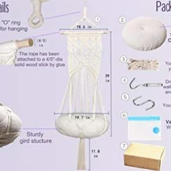 Buy ๐ Mia's Pet Supply Macrame Cat Hammock With Catnip Cushion And Hanging Kit Cat Toys ๐ 12 Mia's Pet Supply Macrame Cat Hammock With Catnip Cushion And Hanging Kit Cat Toys