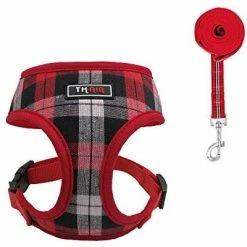 Mia's Pet Supply THAIN Soft Mesh Dog Harness With Leash Plaid Adjustable Dog No Pull Harnesses
