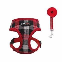 Mia's Pet Supply THAIN Soft Mesh Dog Harness With Leash Plaid Adjustable Dog No Pull Harnesses