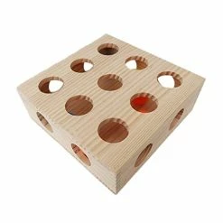Mia's Pet Supply Cat Toys Interactive Cat Toy Puzzle Box Wooden Treat Maze Scratcher Peek Play Toy Box