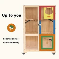 Mia's Pet Supply MCombo Wooden Cat House With Scratching Board, Luxury Cat Villa Rabbit Houses & Accessories