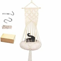 Buy ๐ Mia's Pet Supply Macrame Cat Hammock With Catnip Cushion And Hanging Kit Cat Toys ๐ 15 Mia's Pet Supply Macrame Cat Hammock With Catnip Cushion And Hanging Kit Cat Toys