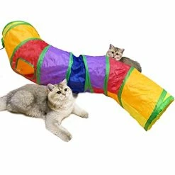 Mia's Pet Supply CATTUNNEL-5R New DeeNiner Colorful Cat Tunnel Cat Tunnel For Indoor Cats Large, With Play Ball S-Shape 5 Way Collapsible Interactive Peek Hole Pet Tube Toys