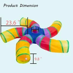 Mia's Pet Supply CATTUNNEL-5R New DeeNiner Colorful Cat Tunnel Cat Tunnel For Indoor Cats Large, With Play Ball S-Shape 5 Way Collapsible Interactive Peek Hole Pet Tube Toys