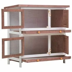 Mia's Pet Supply VidaXL Outdoor Rabbit Hutch 4 Doors Weather Resistant Rabbit Houses & Accessories