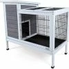 Mia's Pet Supply Petsfit Wood Rabbit Cage With Deeper Not Leakage Removable Tray Rabbit Houses & Accessories