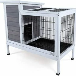 Mia's Pet Supply Petsfit Wood Rabbit Cage With Deeper Not Leakage Removable Tray Rabbit Houses & Accessories