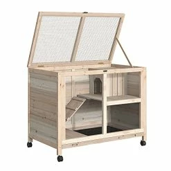 Mia's Pet Supply PawHut 2-Story Large Wooden Rabbit Hutch Pet House Bunny Cage Small Animal Habitat