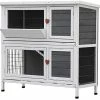Mia's Pet Supply Lovupet 43inch 2-Story Elevated Stacked Outdoor Wooden Rabbit Hutch
