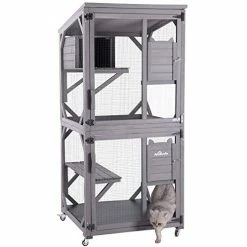 Mia's Pet Supply Aivituvin Cat Cage Wooden Indoor Outdoor Cat House Large Enclosure