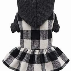 Mia's Pet Supply Apparel Fit Warm Knitted Plaid Dog Dress Hoodie Sweatshirts Pet Clothes