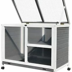 Mia's Pet Supply PawHut Solid Wood Rabbit Hutch/Home Pet House