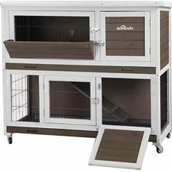 Mia's Pet Supply Aivituvin Rabbit Hutch Indoor 47" Outdoor Bunny Cage On Casters