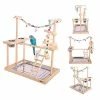 Mia's Pet Supply : QBLEEV Parrot Wood Stand Perch Bird Playstand Playground