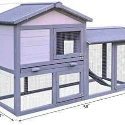 Mia's Pet Supply PawHut Large Outdoor Raised Painted Deluxe Wood Rabbit Hutch