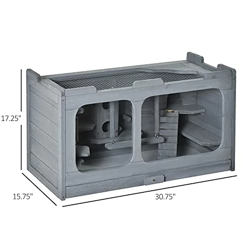 Promo ✨ Mia's Pet Supply PawHut Wooden Hamster Cage Rodent Small Animal Hutch With Seesaw, L 🌟 7 Mia's Pet Supply PawHut Wooden Hamster Cage Rodent Small Animal Hutch With Seesaw, L