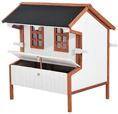 Budget 👍 Mia's Pet Supply Chicken Coop Cages PawHut 43" Raised Portable Backyard Wooden Cottage Chicken Coop 🎁 3 Mia's Pet Supply Chicken Coop Cages PawHut 43" Raised Portable Backyard Wooden Cottage Chicken Coop